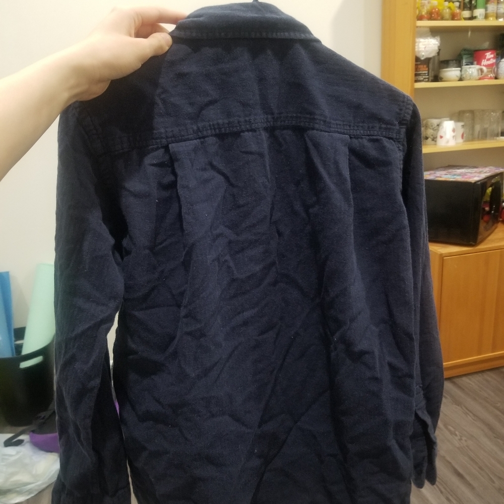 Navy uniqlo button up shirt